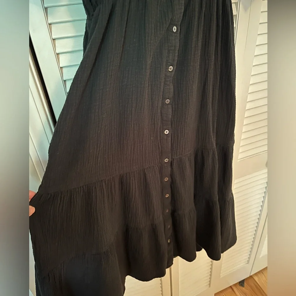 Madewell gauze cotton black midi dress - Picture 5 of 6